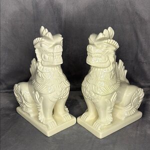 Chinese Guardian Lion Foo Dogs Pair Feng Shui 10.75” Asian Decor
